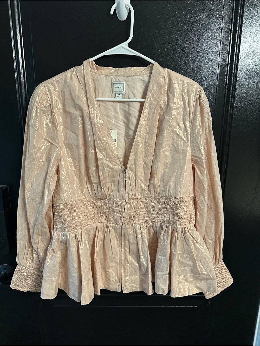 Anthropologie Rose Gold Tommie Peplum V-Neck Blouse